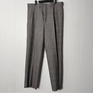 Vintage 36x31 Glen Plaid Men's Gray Wool Dress Pants Trousers Pleated front